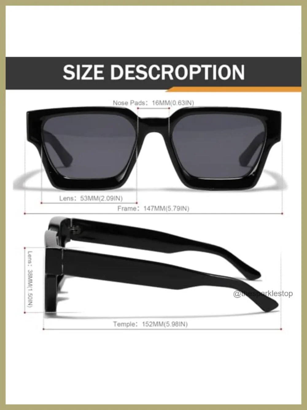 Retro Square Polarized Sunglasses UV400 Rectangle Chunky Shades
